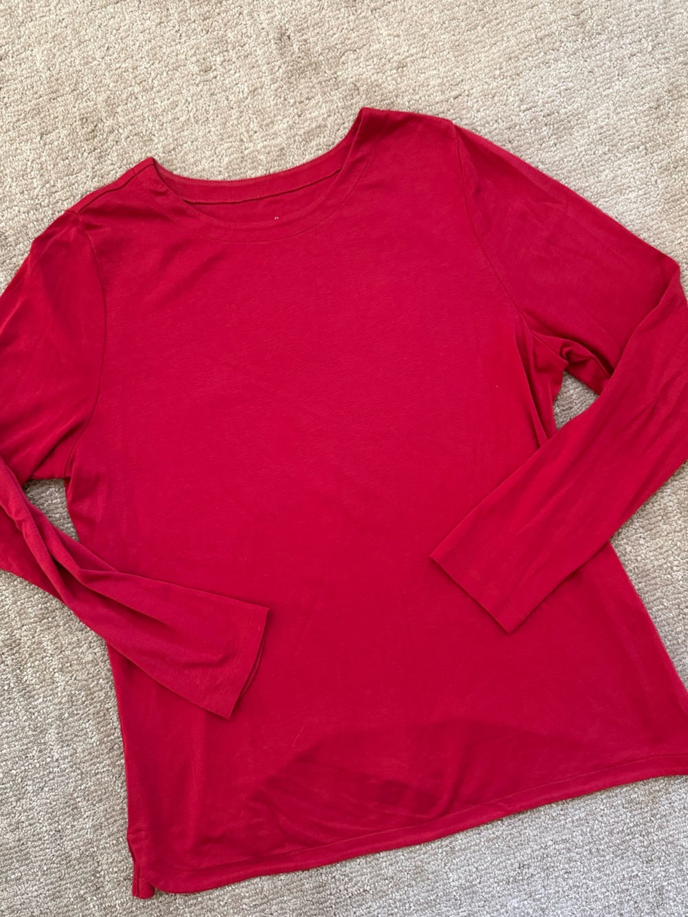 J Jill Pima Cotton Crew Neck Women’s Classic Red Long-Sleeve Top Size Large
